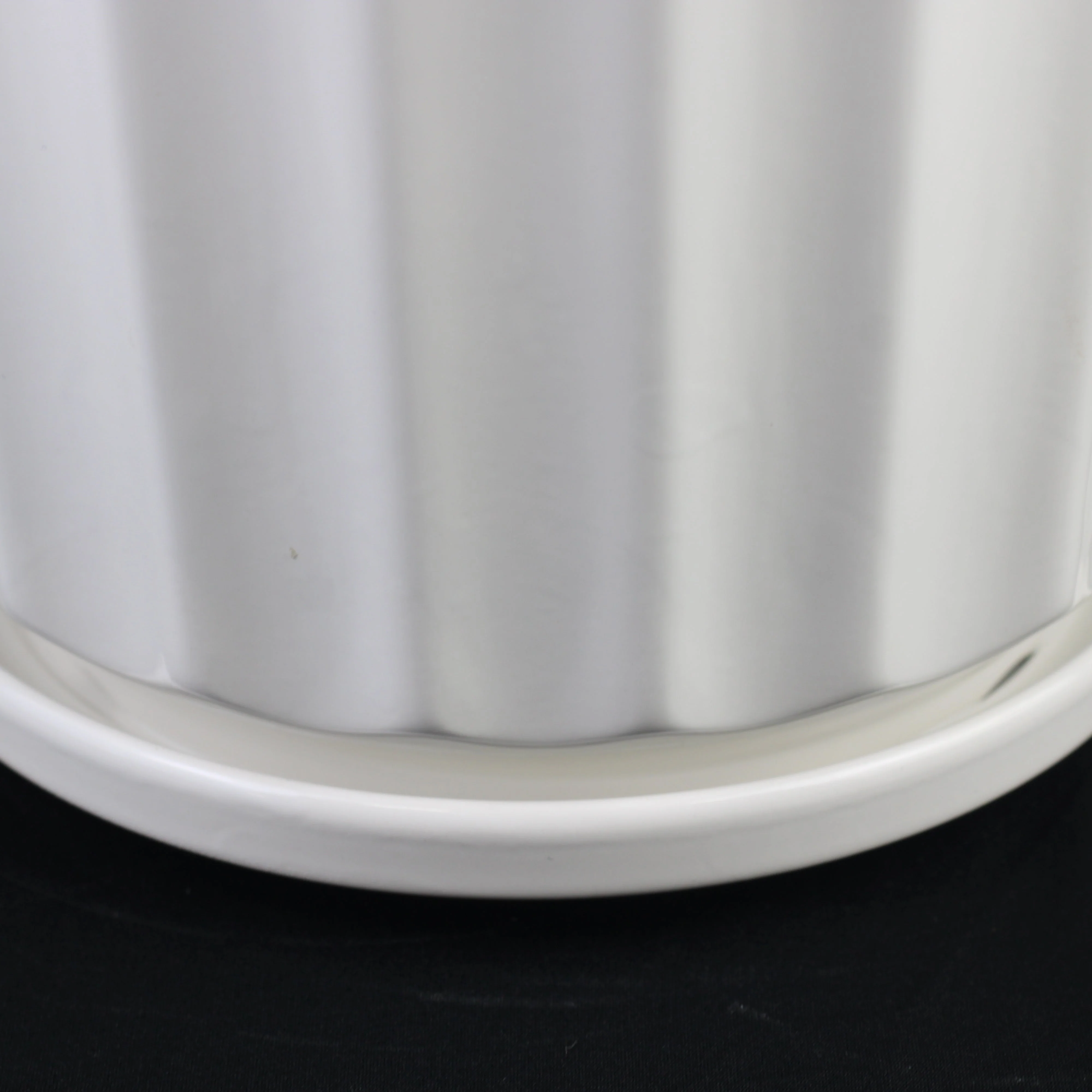 3-Piece White Ceramic Planter Pot Set with Fluted Design & Saucers - Image 7