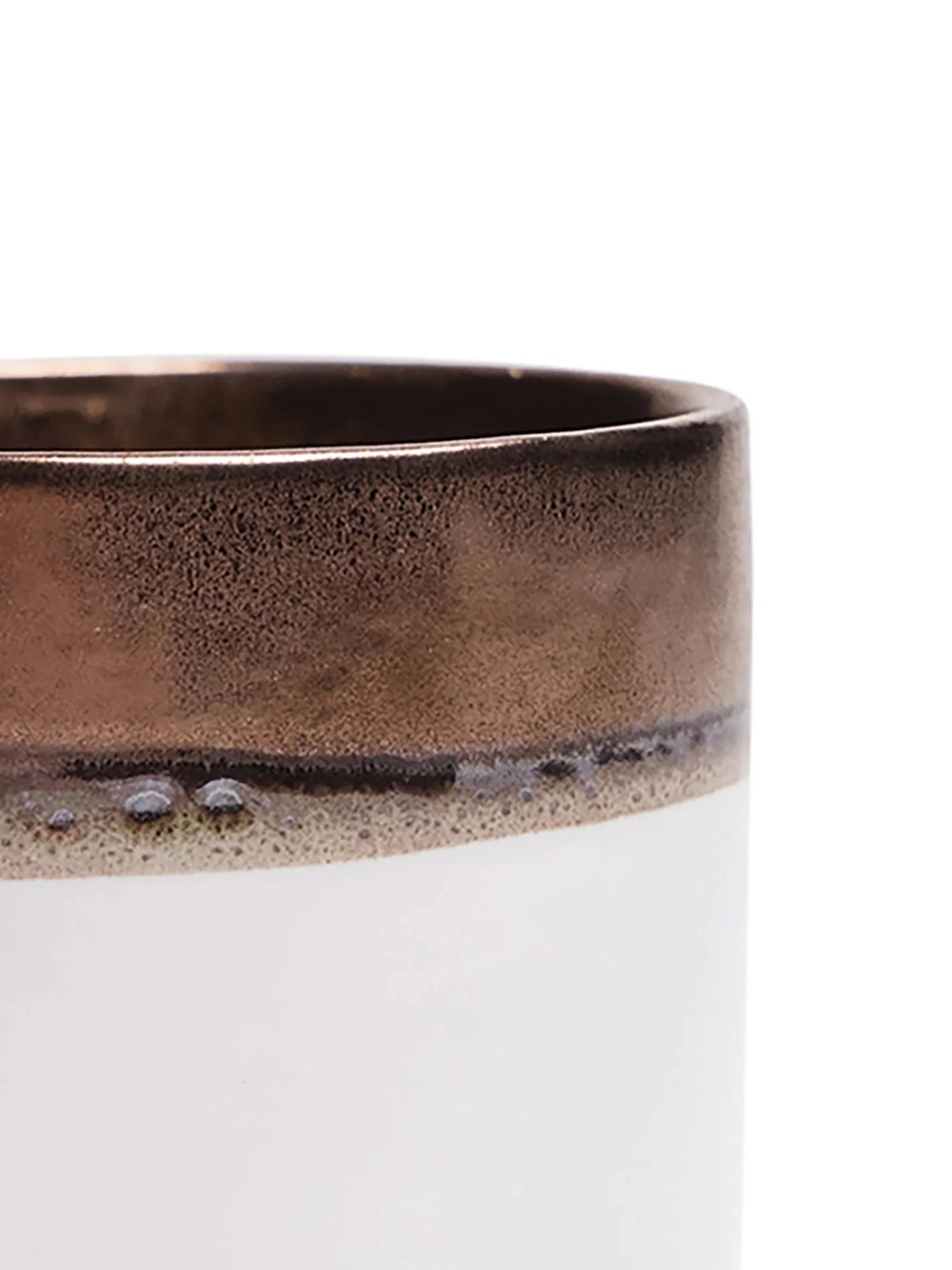 Bronze White Ceramic Plant Pot and Saucer - Image 6