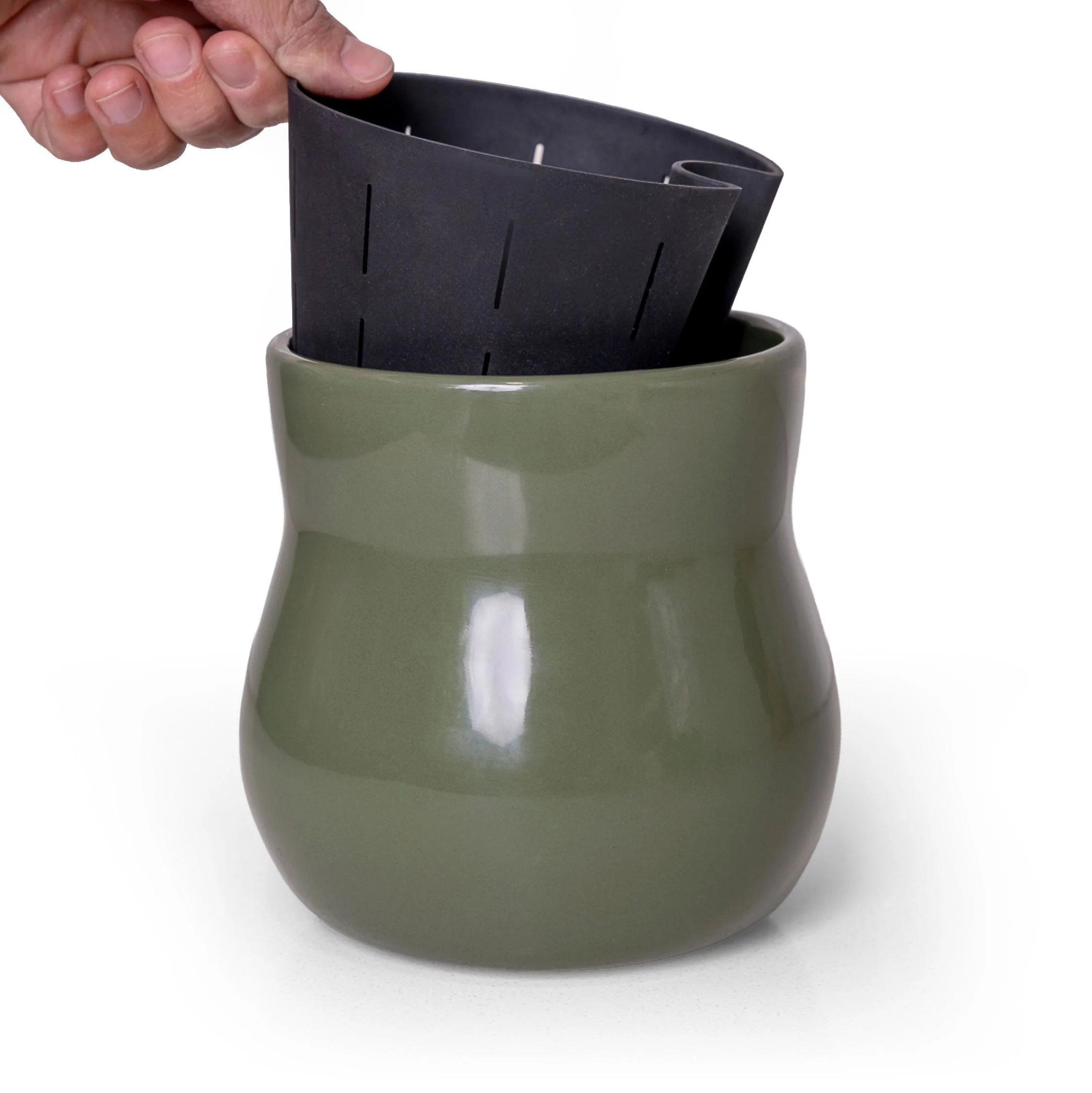 Ceramic Plant Pot with Rubber Liner - Forest Green - Image 2