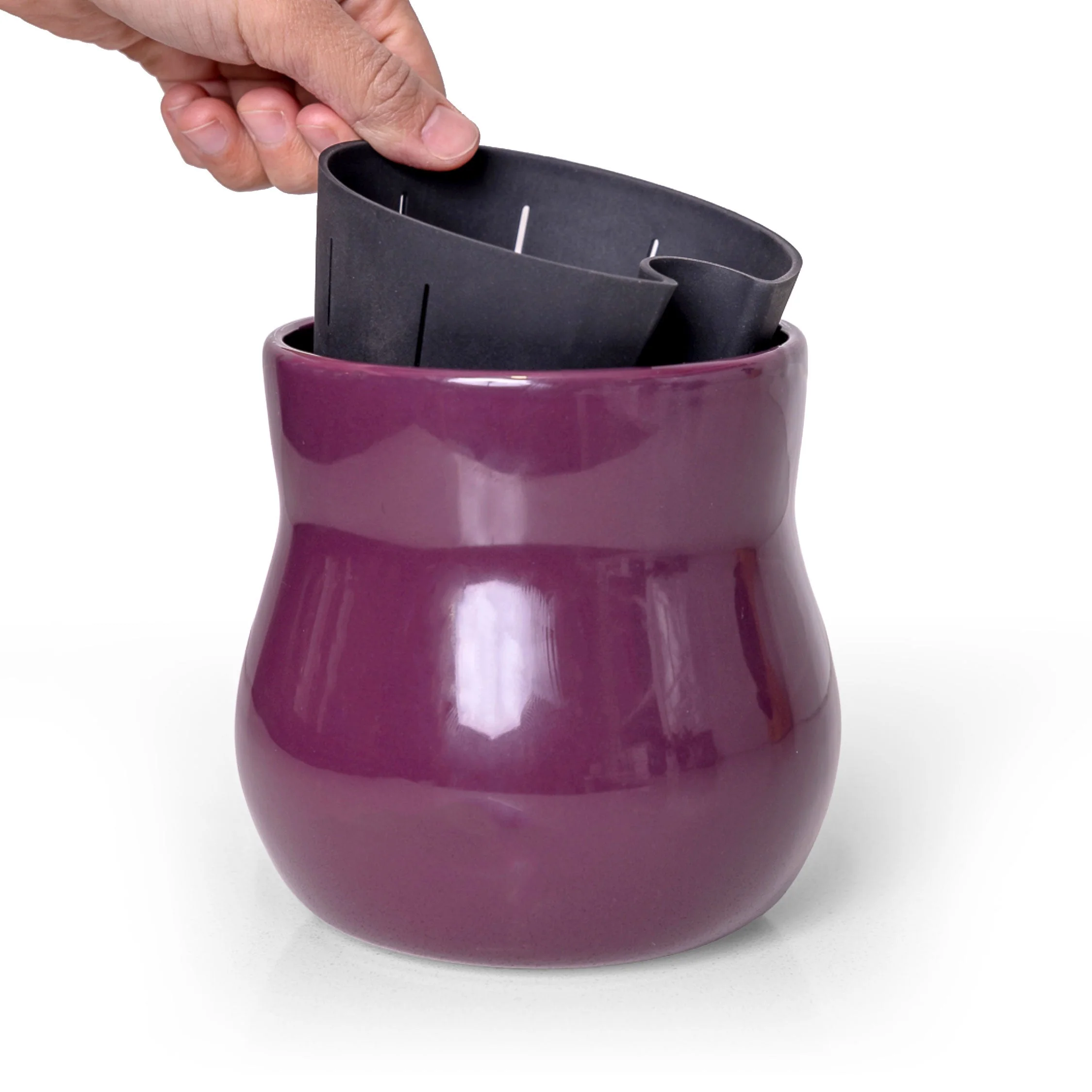Ceramic Plant Pot with Rubber Liner - Violet Purple - Image 2