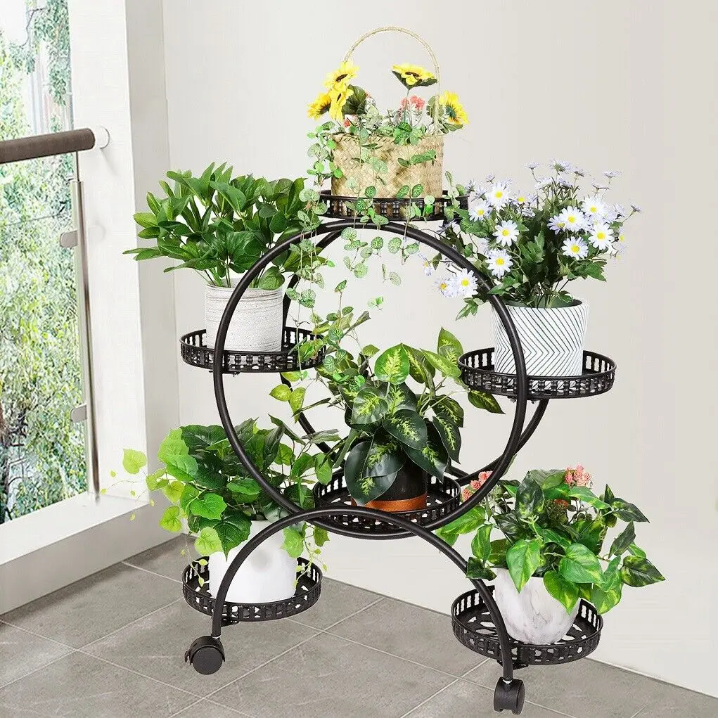 DecorBites™ 4-Wheel Plant Stand with 6 Pots - Image 10