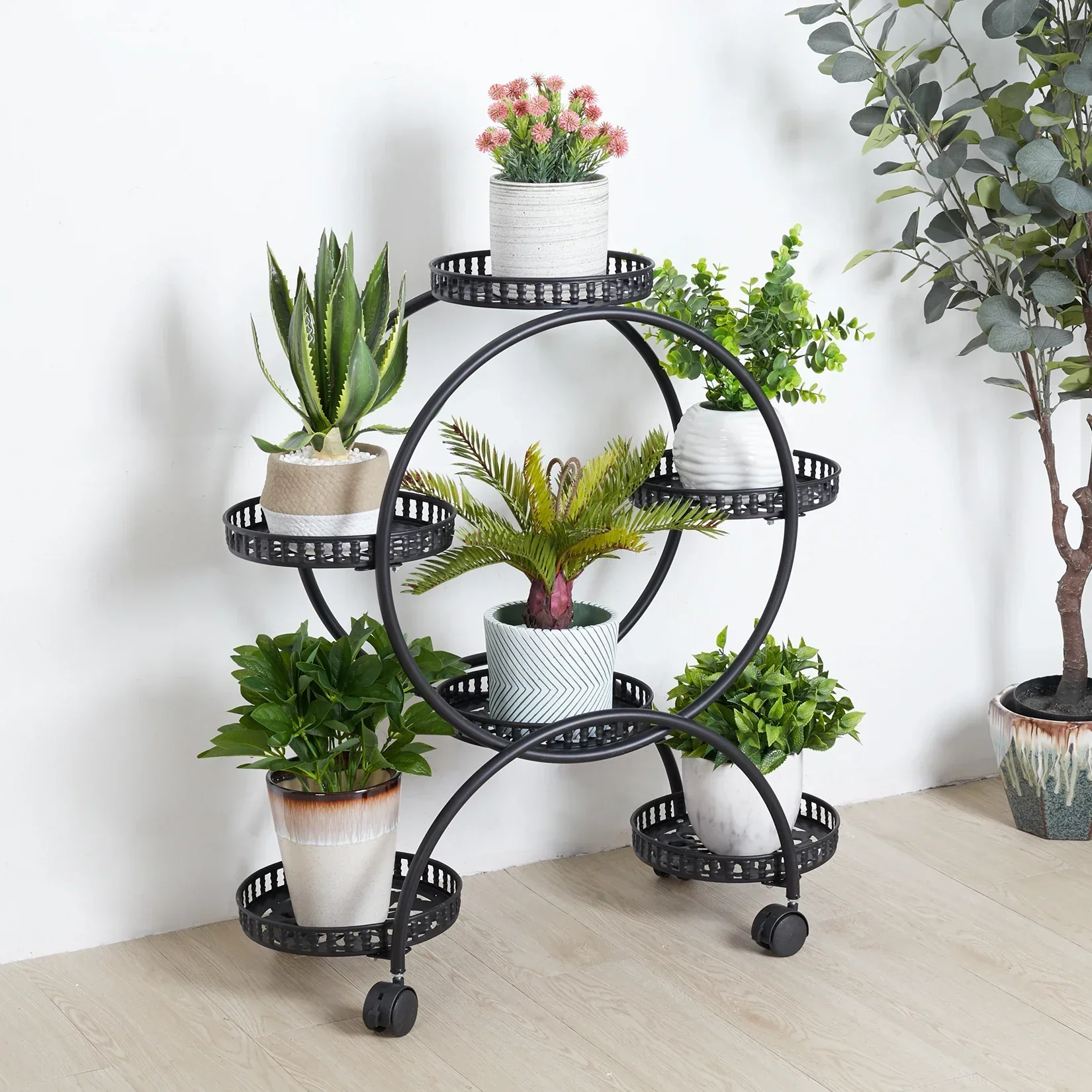 DecorBites™ 4-Wheel Plant Stand with 6 Pots - Image 2