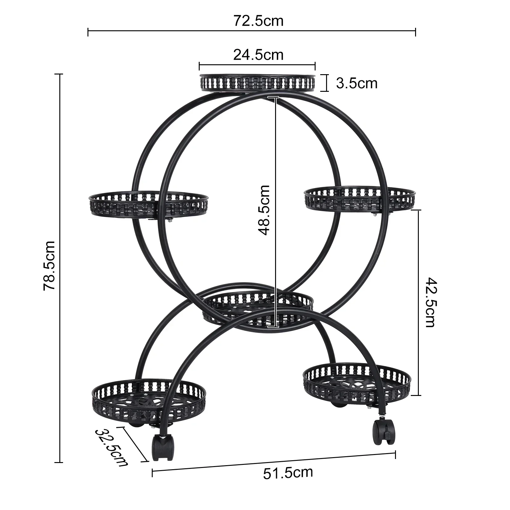 DecorBites™ 4-Wheel Plant Stand with 6 Pots - Image 5