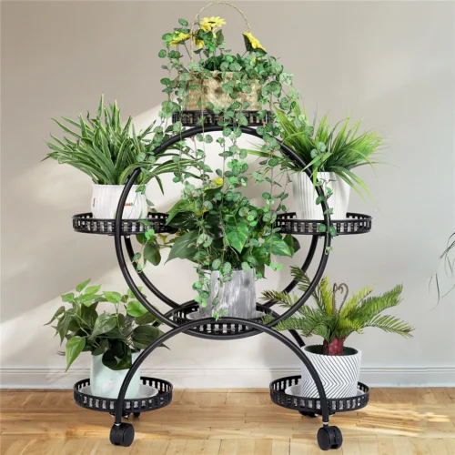 DecorBites™ 4-Wheel Plant Stand with 6 Pots - Image 6