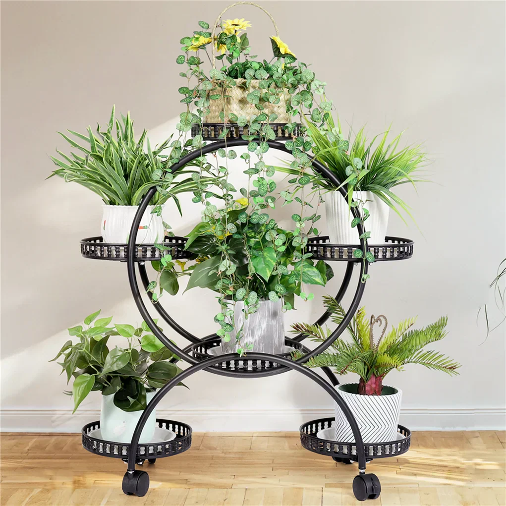 DecorBites™ 4-Wheel Plant Stand with 6 Pots - Image 7
