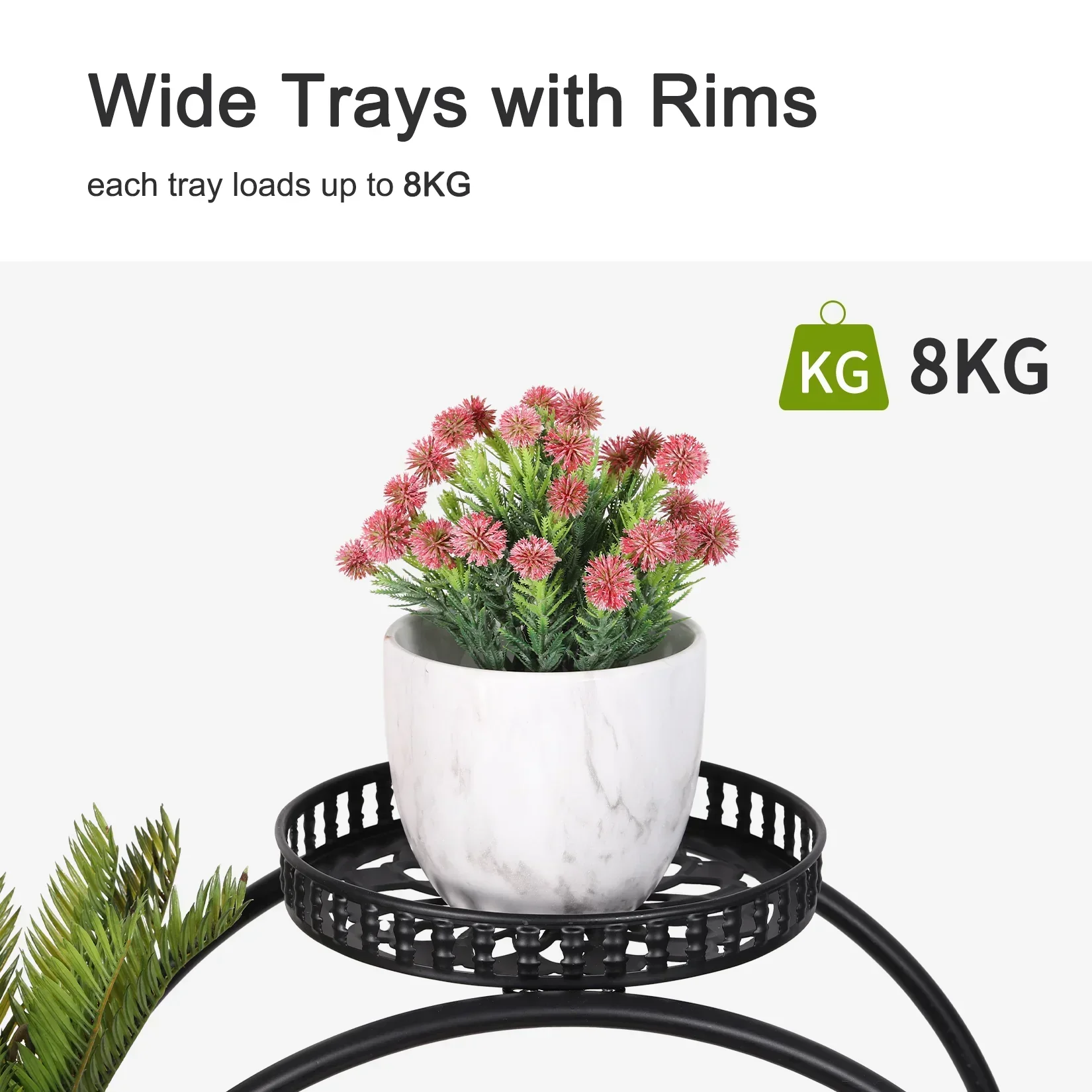 DecorBites™ 4-Wheel Plant Stand with 6 Pots - Image 9