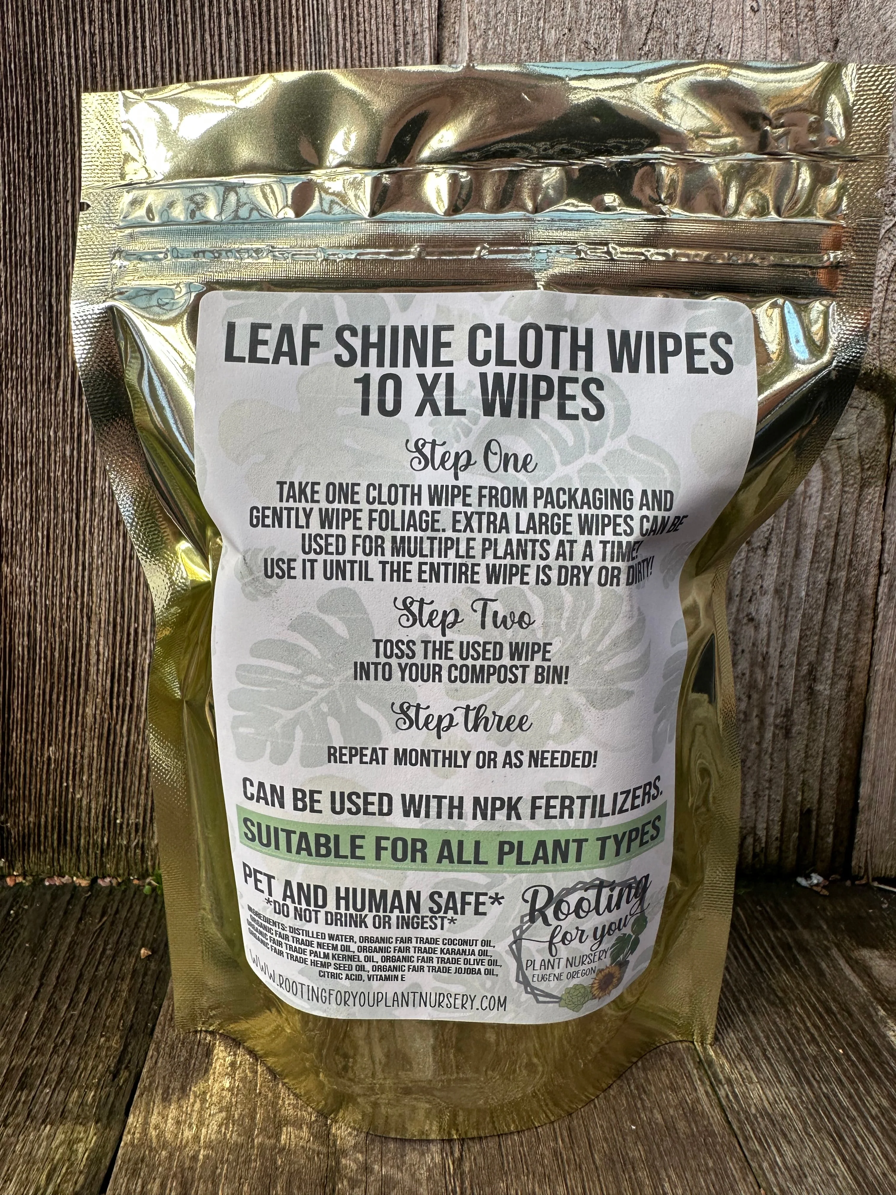 Leaf Shine Cloth Wipes Natural & Organic - Oregon Licensed Nursery - Image 2