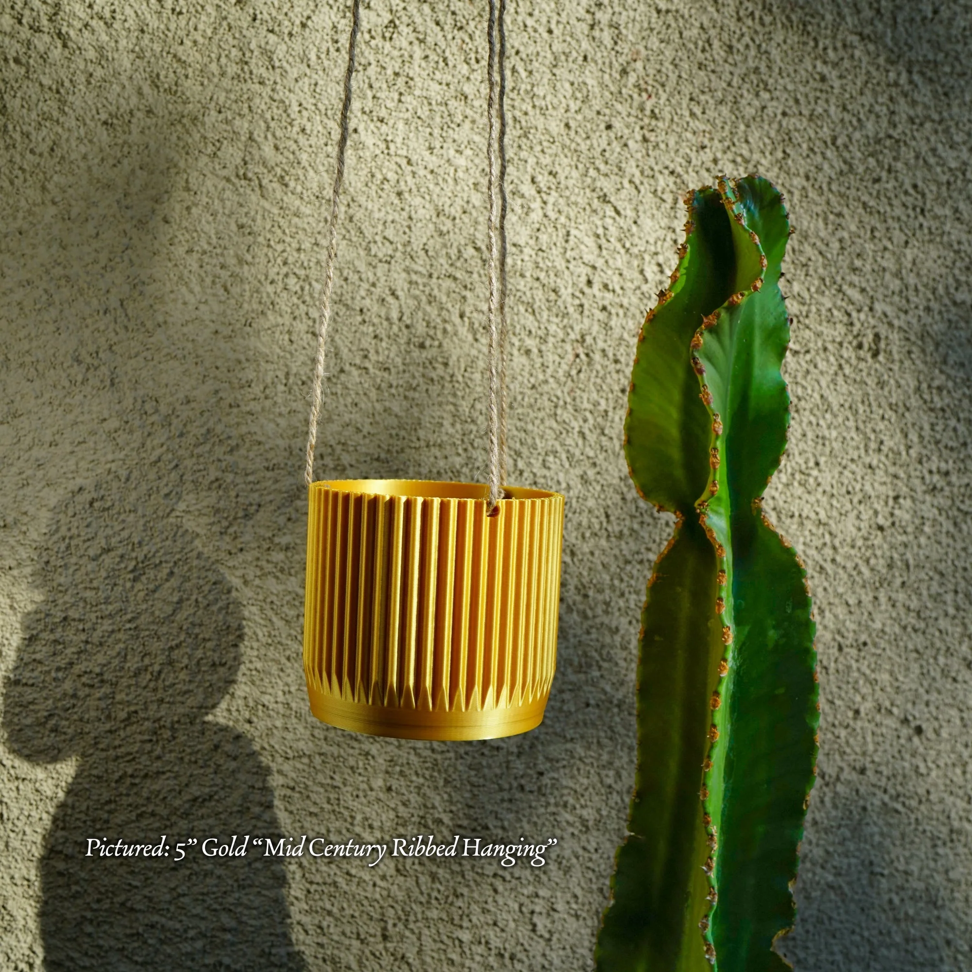 Mid Century Ribbed Hanging Plant Pots - Image 5