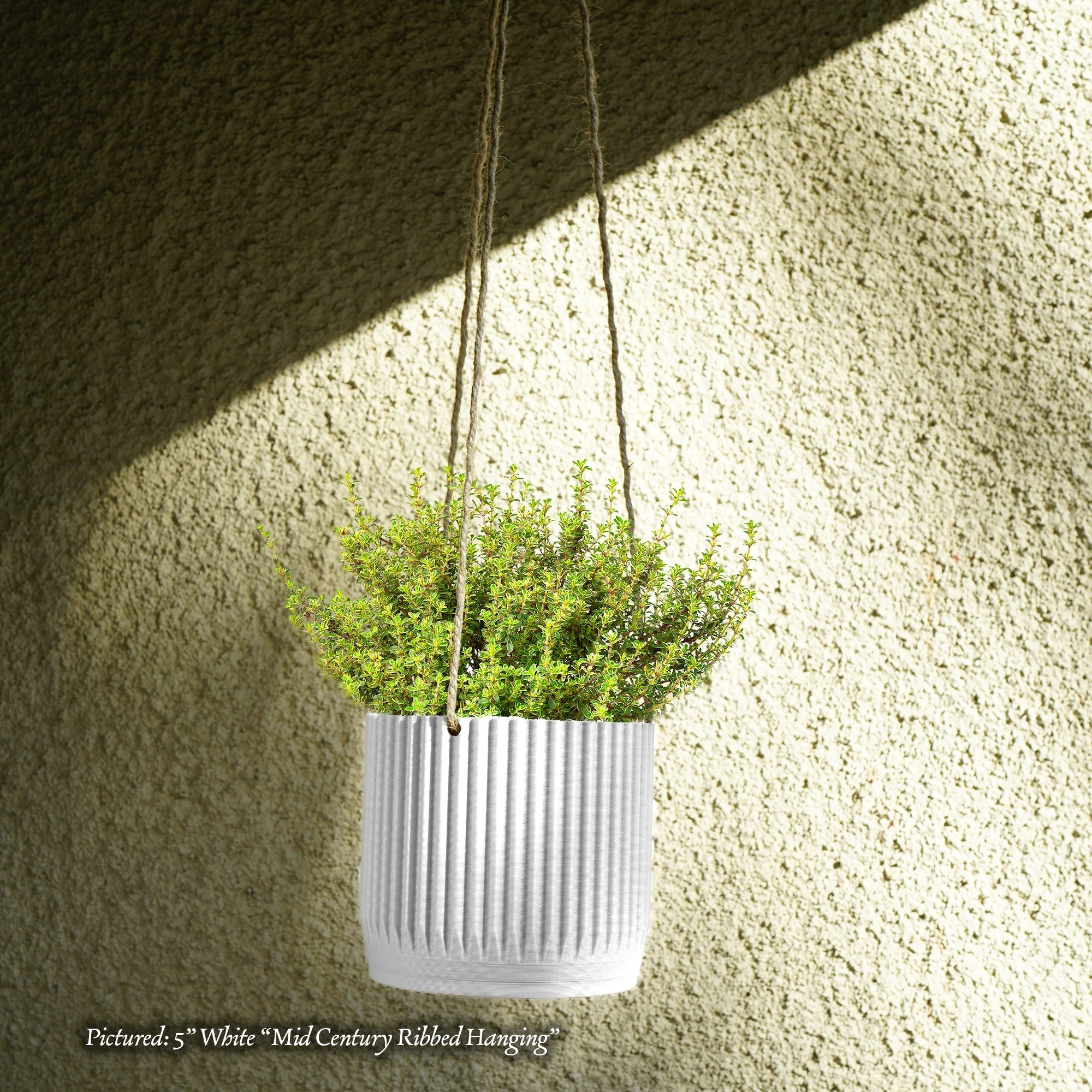 Mid Century Ribbed Hanging Plant Pots - Image 8