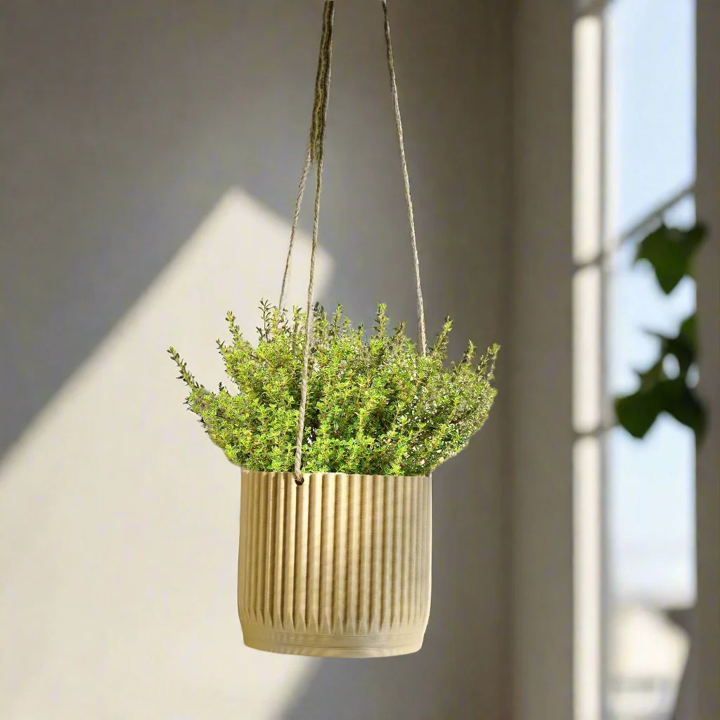 Mid Century Ribbed Hanging Plant Pots - Image 9