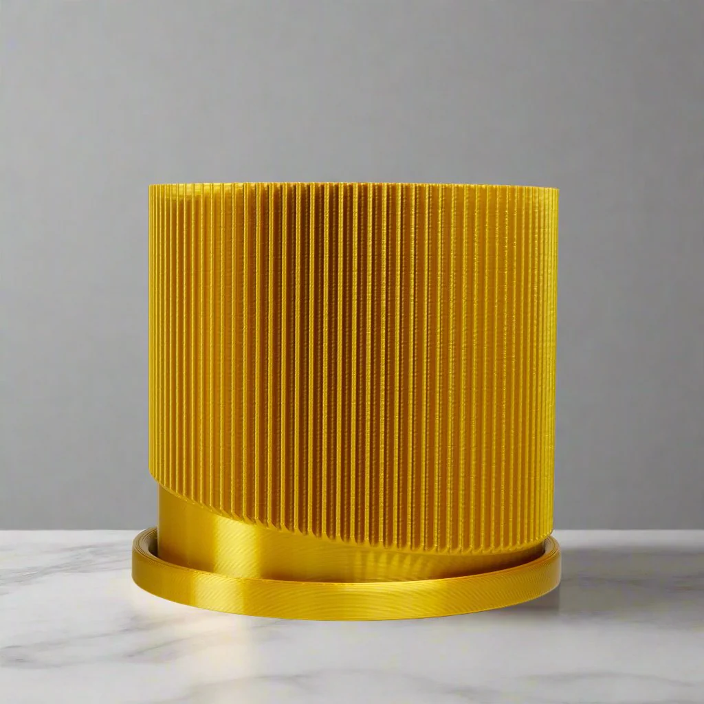 Mid-Century Ribbed Planter with Drainage and Saucer in Multiple Colors, 3D Printed Planter with Unique Modern Design, Lightweight, Wave - Image 10