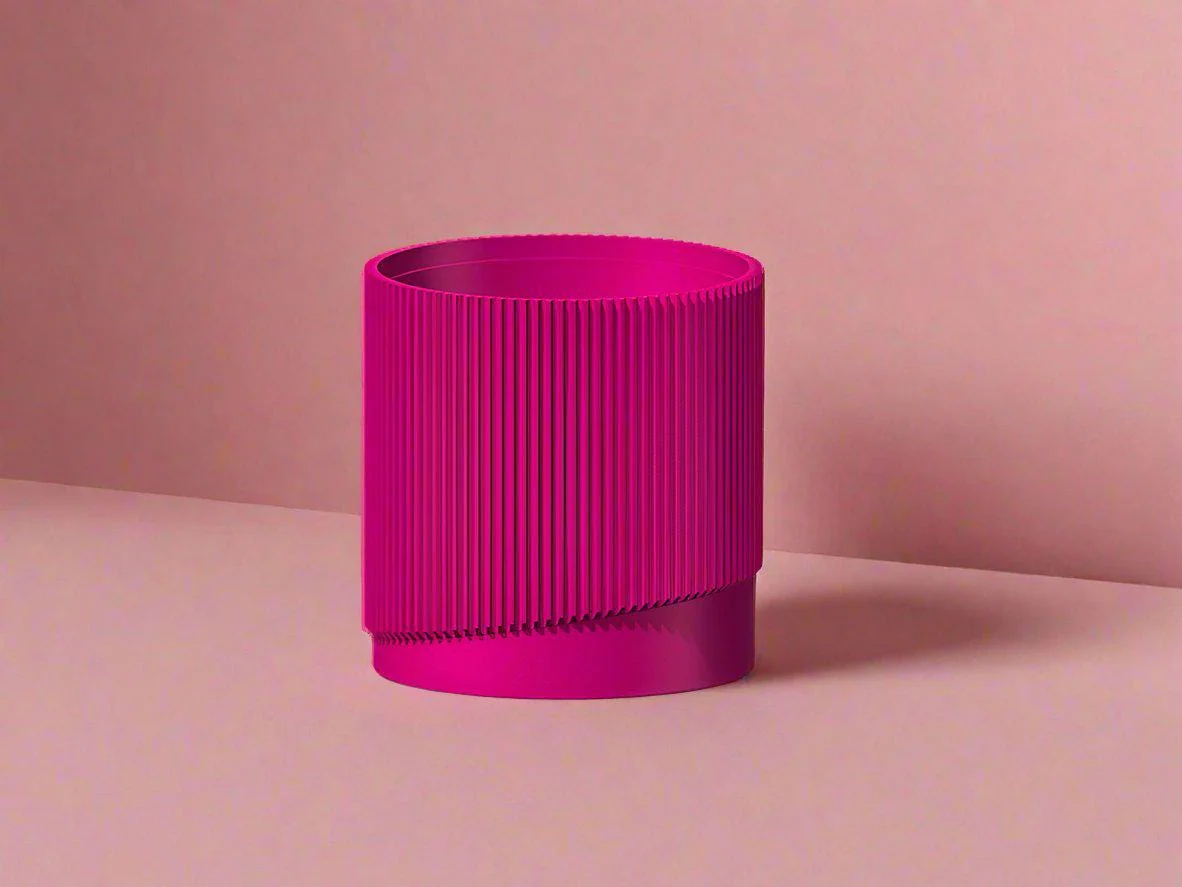 Mid-Century Ribbed Planter with Drainage and Saucer in Multiple Colors, 3D Printed Planter with Unique Modern Design, Lightweight, Wave - Image 12