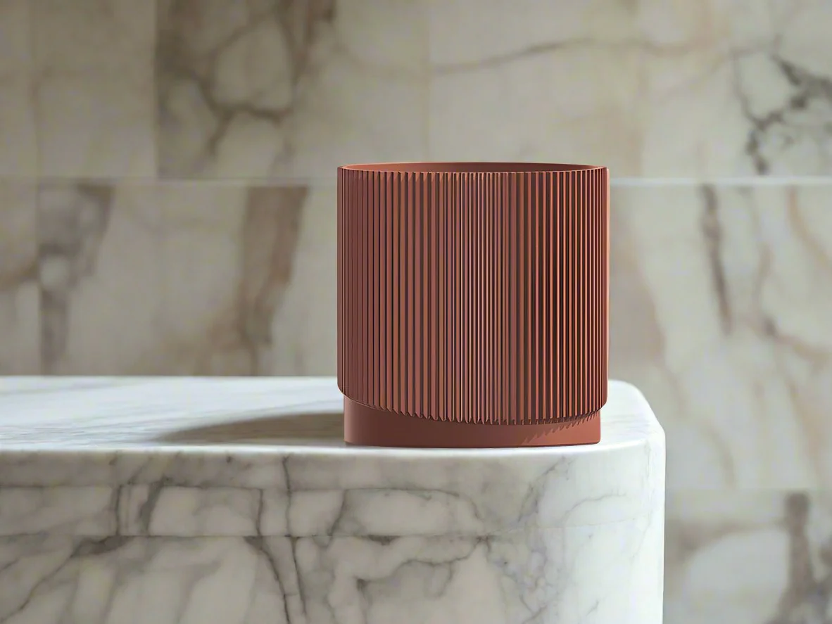 Mid-Century Ribbed Planter with Drainage and Saucer in Multiple Colors, 3D Printed Planter with Unique Modern Design, Lightweight, Wave - Image 22