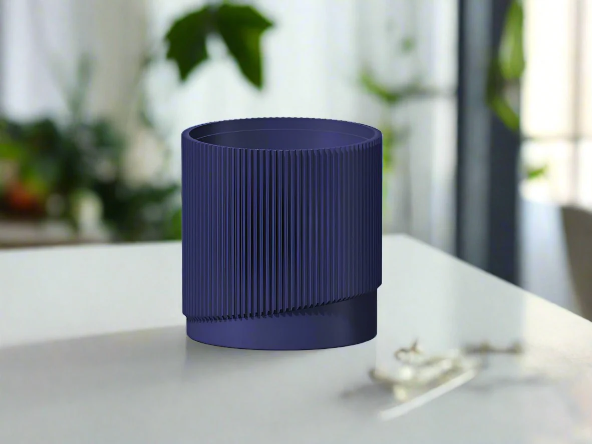 Mid-Century Ribbed Planter with Drainage and Saucer in Multiple Colors, 3D Printed Planter with Unique Modern Design, Lightweight, Wave - Image 23