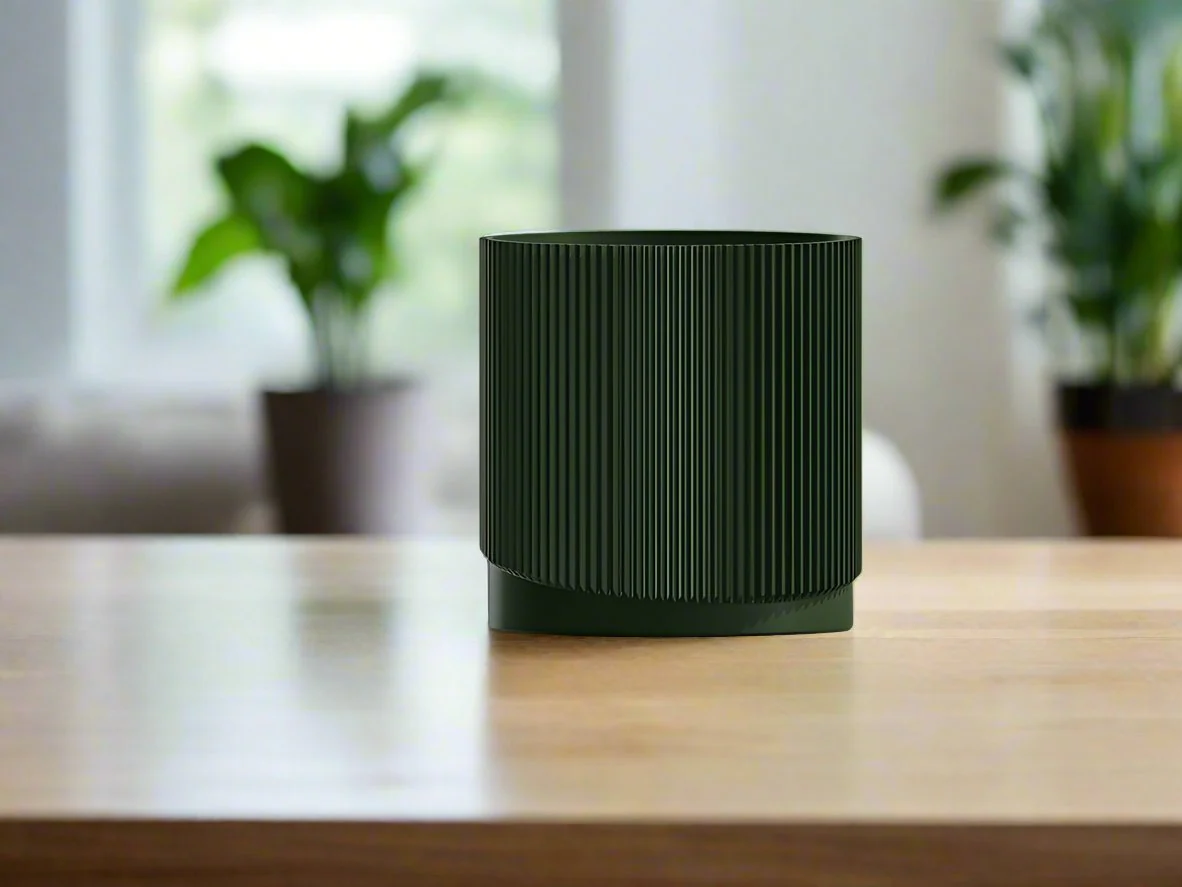 Mid-Century Ribbed Planter with Drainage and Saucer in Multiple Colors, 3D Printed Planter with Unique Modern Design, Lightweight, Wave - Image 24