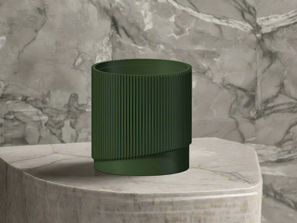 Mid-Century Ribbed Planter with Drainage and Saucer in Multiple Colors, 3D Printed Planter with Unique Modern Design, Lightweight, Wave - Image 26