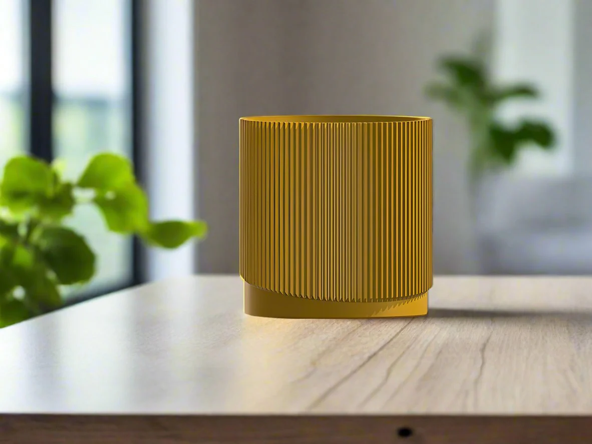 Mid-Century Ribbed Planter with Drainage and Saucer in Multiple Colors, 3D Printed Planter with Unique Modern Design, Lightweight, Wave - Image 27