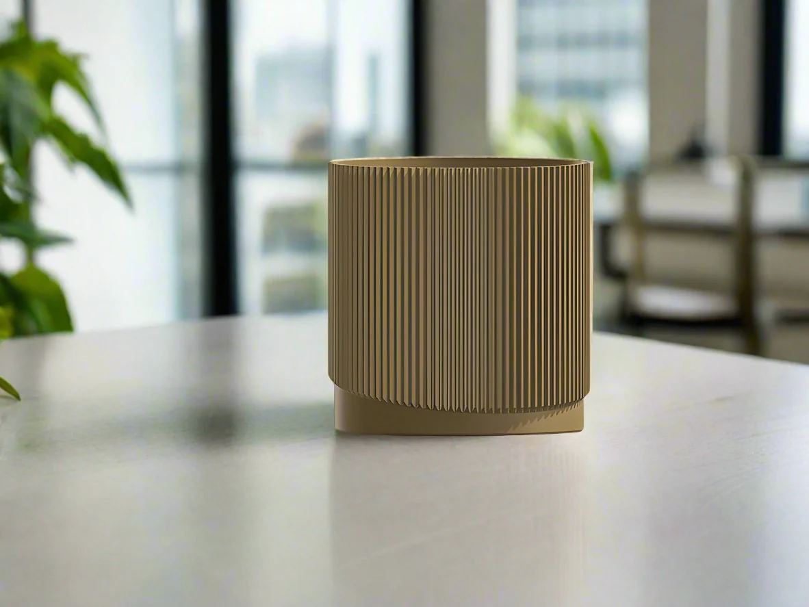 Mid-Century Ribbed Planter with Drainage and Saucer in Multiple Colors, 3D Printed Planter with Unique Modern Design, Lightweight, Wave - Image 28