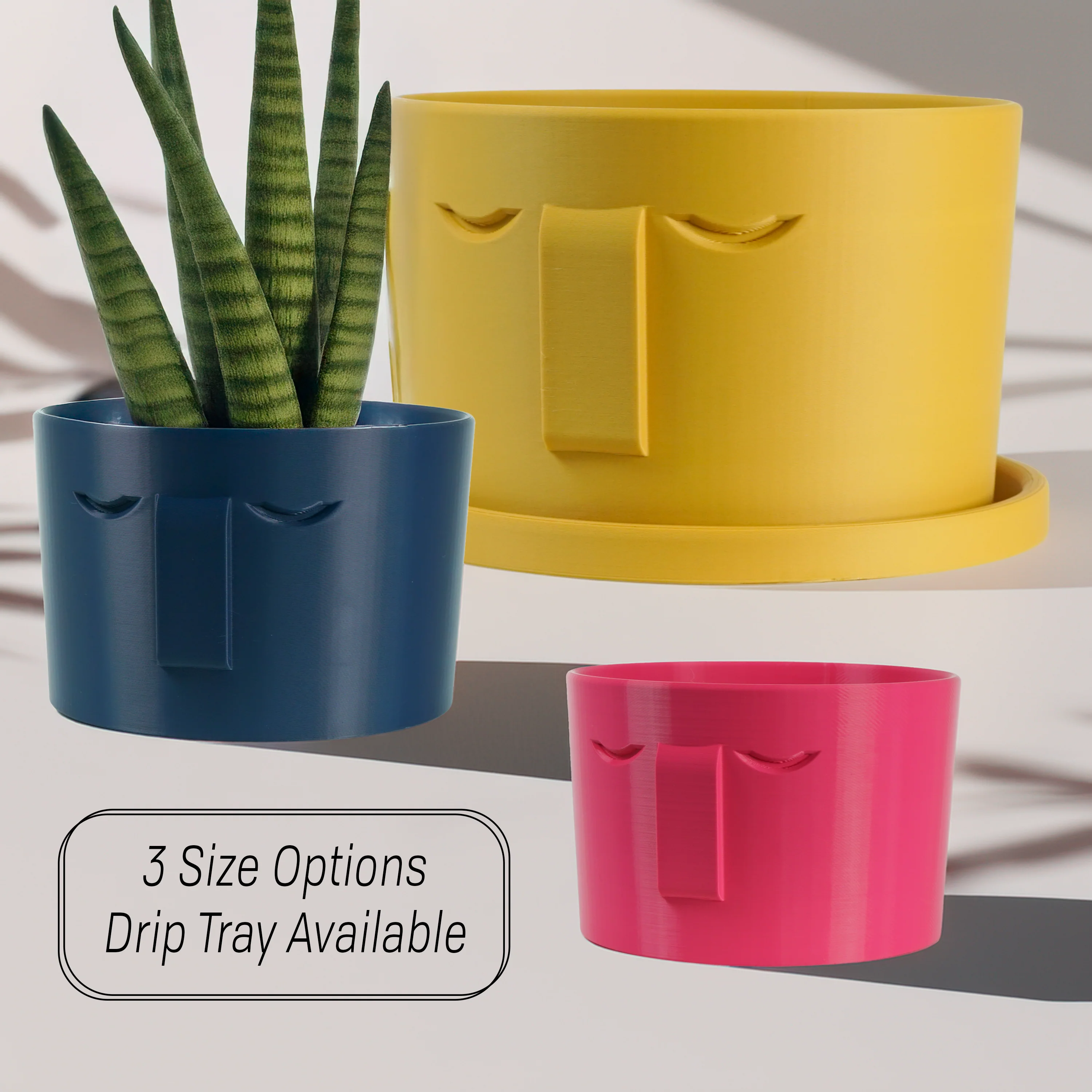 Minimal Face Planter, Small Medium Large, With Drip Tray and Great Drainage - Image 2