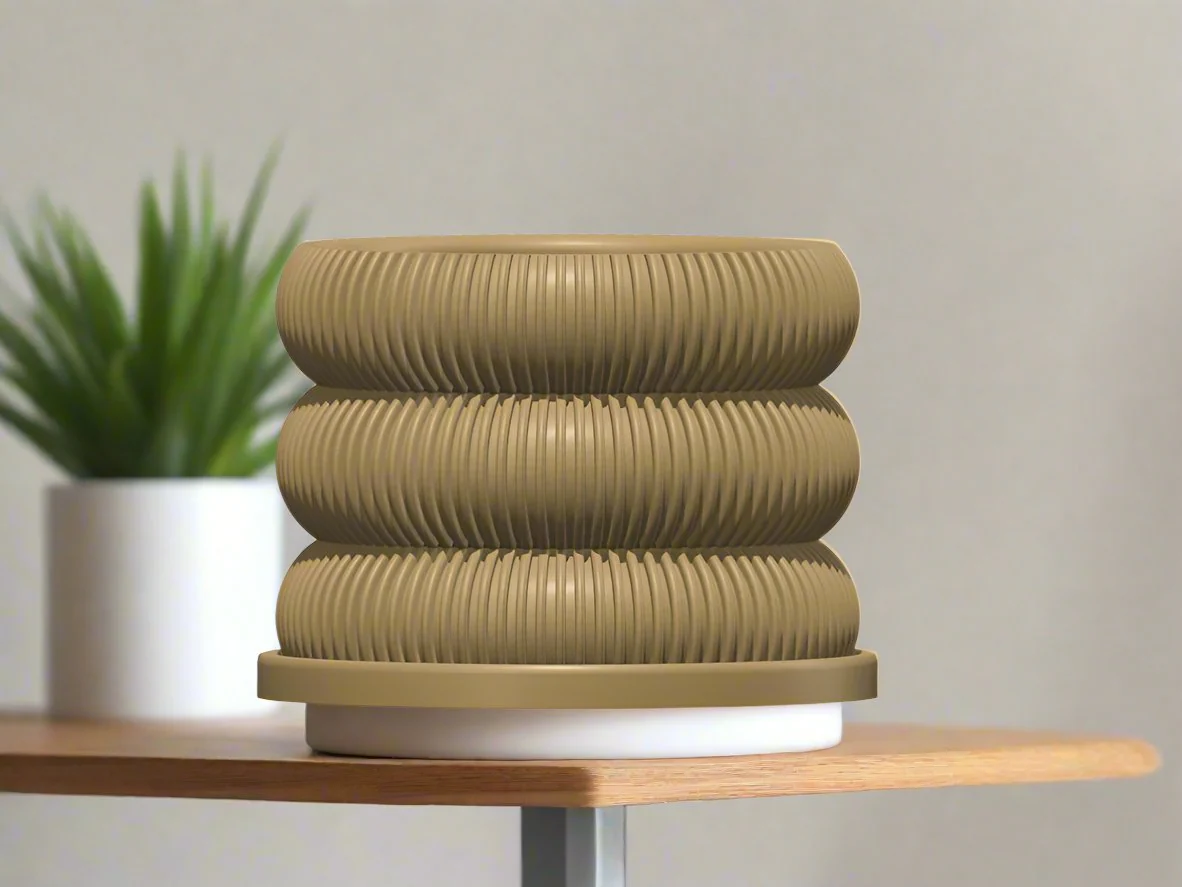 Ribbed Bubble Plant Pot With Drainage and Saucer - Image 18