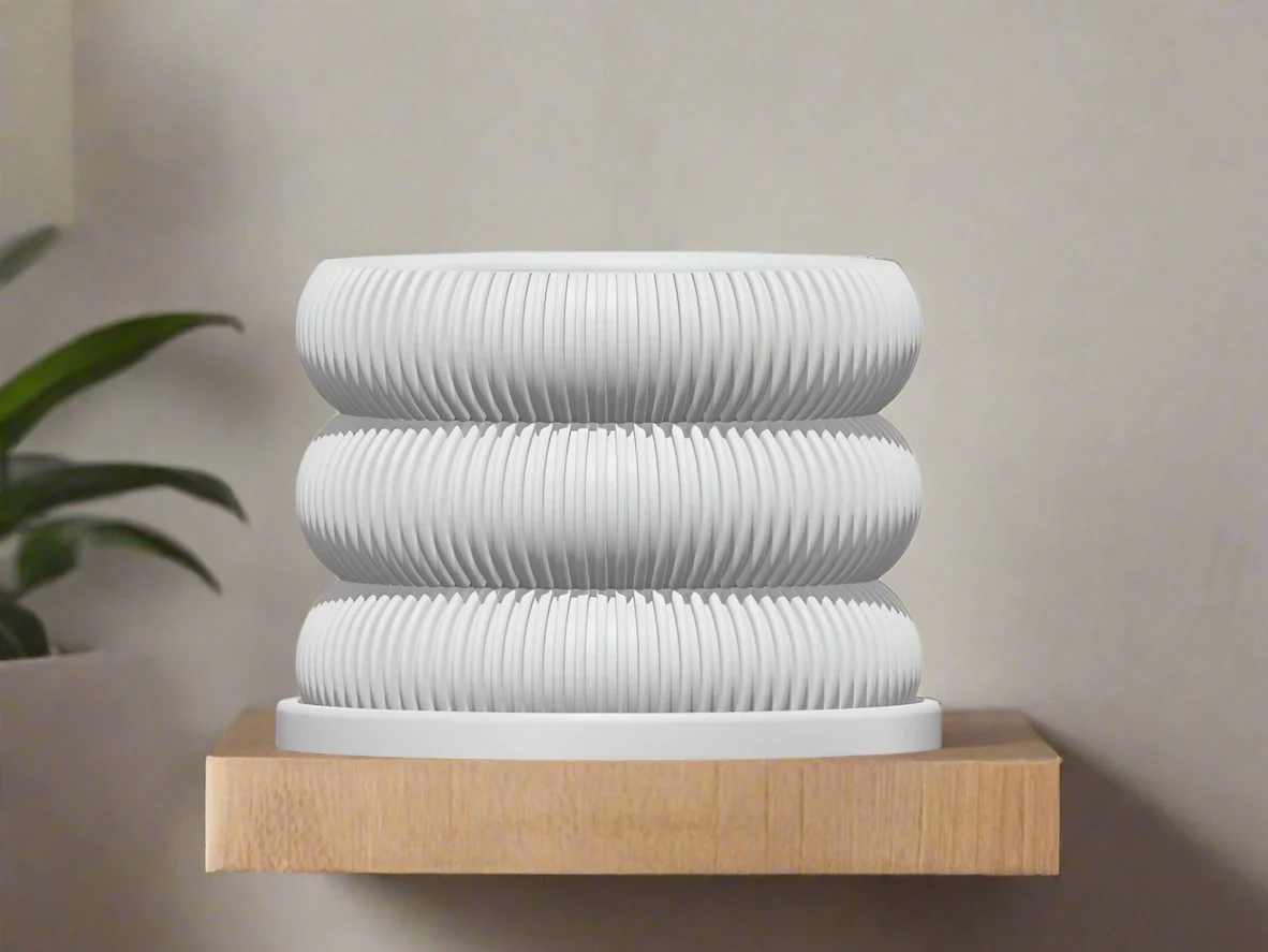 Ribbed Bubble Plant Pot With Drainage and Saucer - Image 19